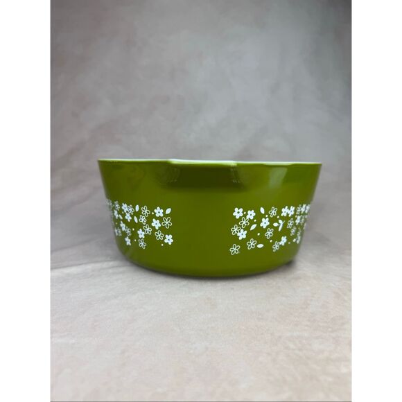 Vintage Pyrex Spring Blossom 475-B Mixing Bowl Green Flowers Pattern - Picture 7 of 11